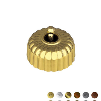 45 Series Switch 16AX/20A 250V~ Cover Deep Fluted Polished Brass Toggle Brass