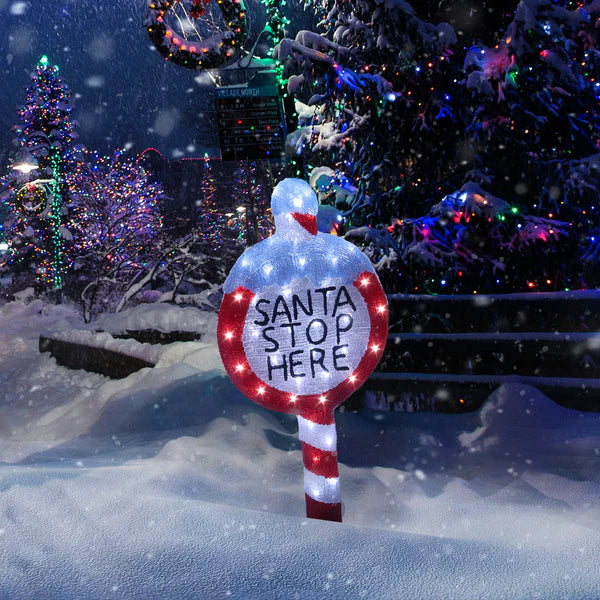 Santa Exit Sign Acrylic Santa Stop Here Sign – GCM Lighting, Electrical & Automotive