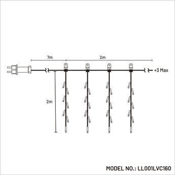 160 LED Connectable Curtain Light - Multicolour