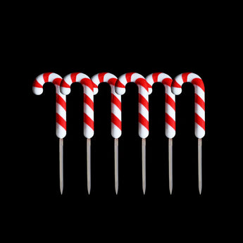 Dual Power Solar Set of 6 LED Candy Cane Stakes Path Light