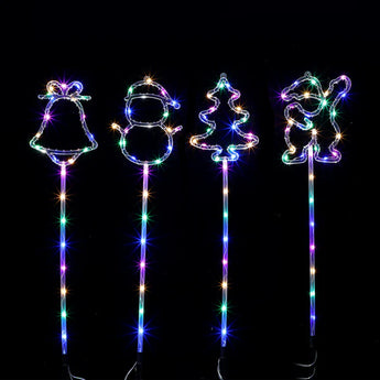 Path light with santa, tree, bell and snowman