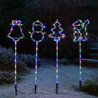 Path light with santa, tree, bell and snowman