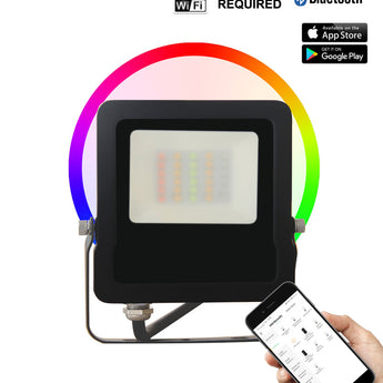 SMTFLOOD 10W LED Smart Dimmable 5000K+RGB Flood Lights IP65